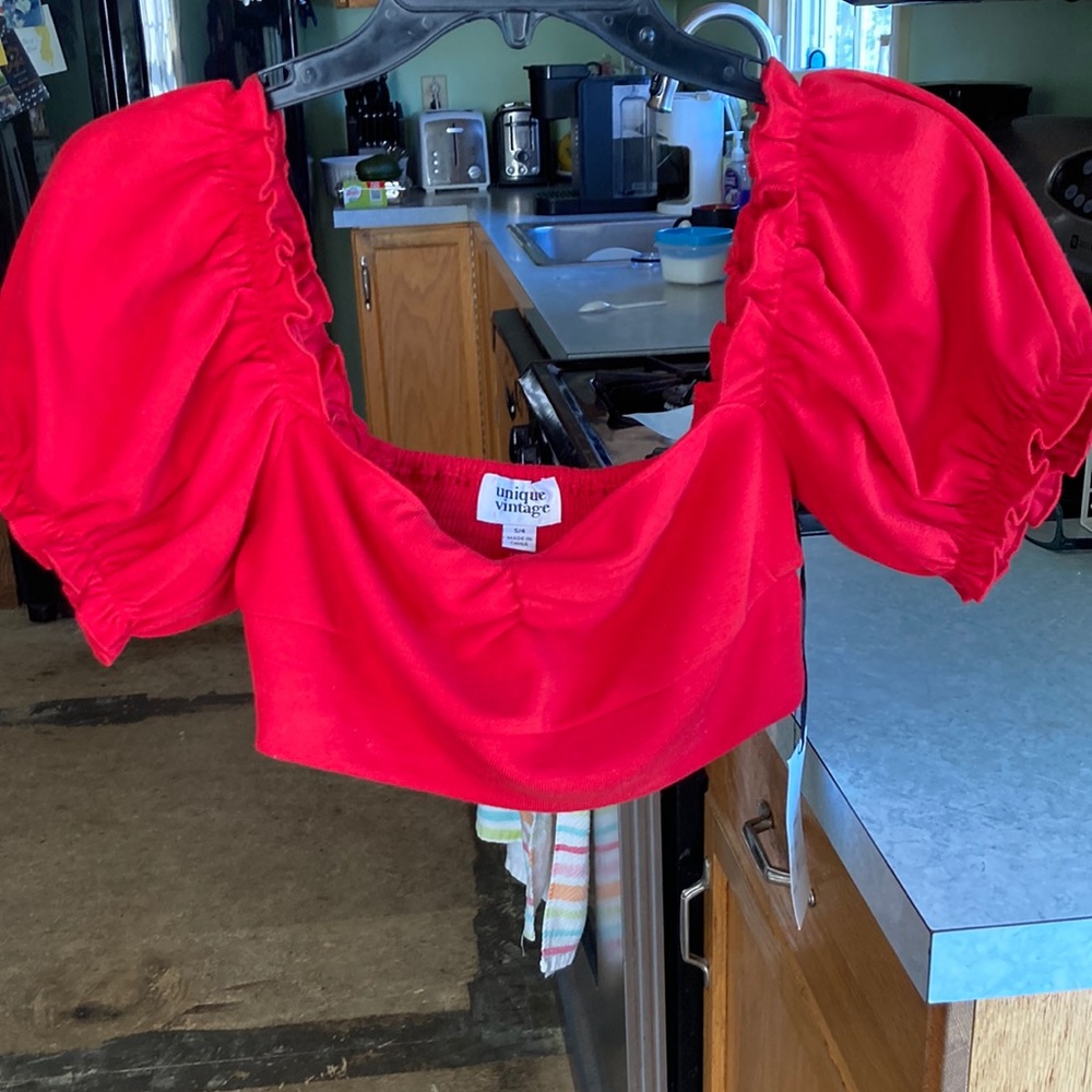 Adorable red Unique Vintage crop top!